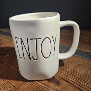 Rae Dunn Enjoy Ceramic Coffee Mug - White